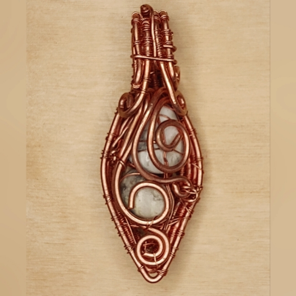 White Howlite Stone / Pure Copper Pendant